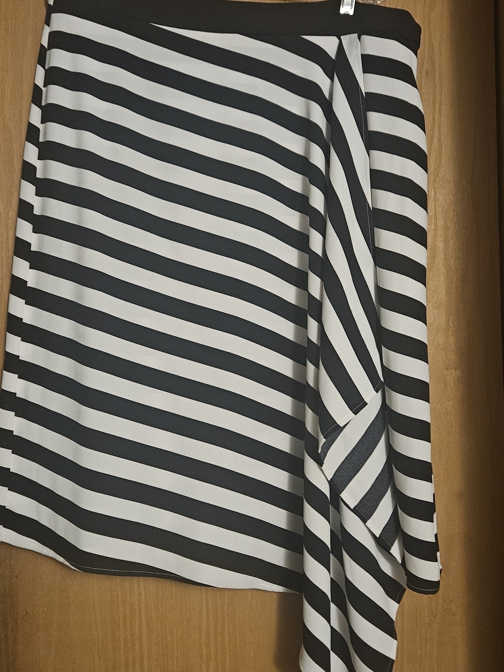Karl Lagerfeld Women's Black and White Striped Asymmetrical Skirt